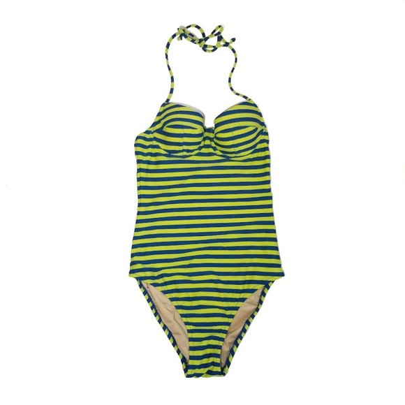 J. Crew Swim J Crew Striped Underwire One Piece Halter Swimsuit